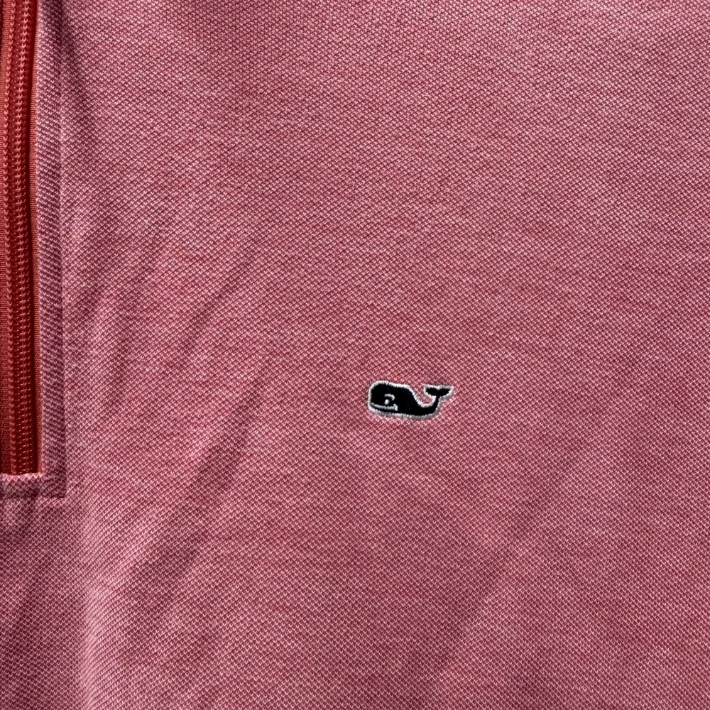 Vineyard Vines Mens XL Quarter Zip Pullover Salmon Pink Pique Whale Logo Sweater